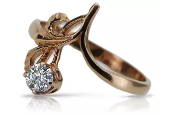 Русское советское розовое кольцо из 14-каратного золота 585 пробы с кубическим цирконом vrc095 Vintage