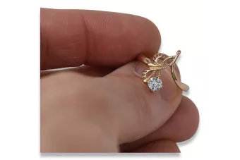 Ring of Pink Red Gold 14k 585 S Zircon VRC095 Russian Ruse Vintage