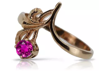 Ruso soviético rosa rosa 14k oro 585 anillo de amatista vrc095 Vintage