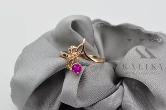 Ring of Pink Red Gold 14k 585 s Amethystem VRC095 Russian Ruse Vintage