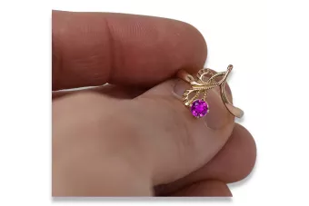 Ring of Pink Red Gold 14k 585 s Amethystem VRC095 Russian Ruse Vintage