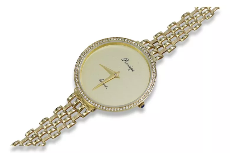 Prześliczny 14K 585 złoty damski zegarek Geneve lw067y