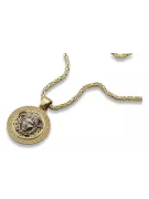Złota zawieszka Meduza grecki wzór 14k 585 z łańcuszkiem królewskim cpn053ywS&cc014y