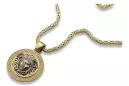 Złota zawieszka Meduza grecki wzór 14k 585 z łańcuszkiem królewskim cpn053ywS&cc014y