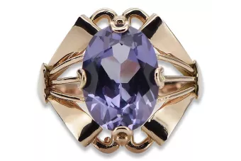 Pierścionek z różowego czerwonego złota 14k 585 z Aleksandrytem vrc015 Vintage