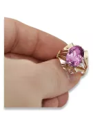 Kroužek z růžové červené zlato 14k 585 s ametystem Vrc015 vinobraní