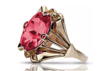 Anillo de Oro Rosa 14k con Rubí Vintage Ovalado 10x14mm