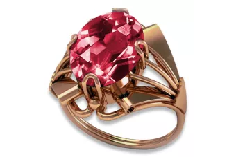 14k Roségold Rubinring Vintage Oval 10x14mm