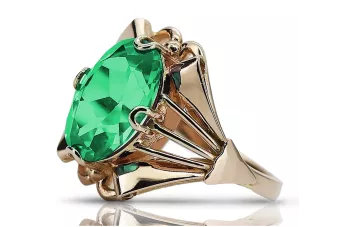14k 585 Rosé-Rotgold Ring mit Smaragd vrc015 Vintage