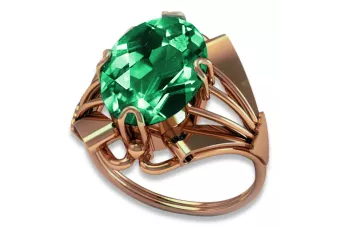 Пръстен от розово червено злато 14k 585 с изумруд vrc015 Vintage