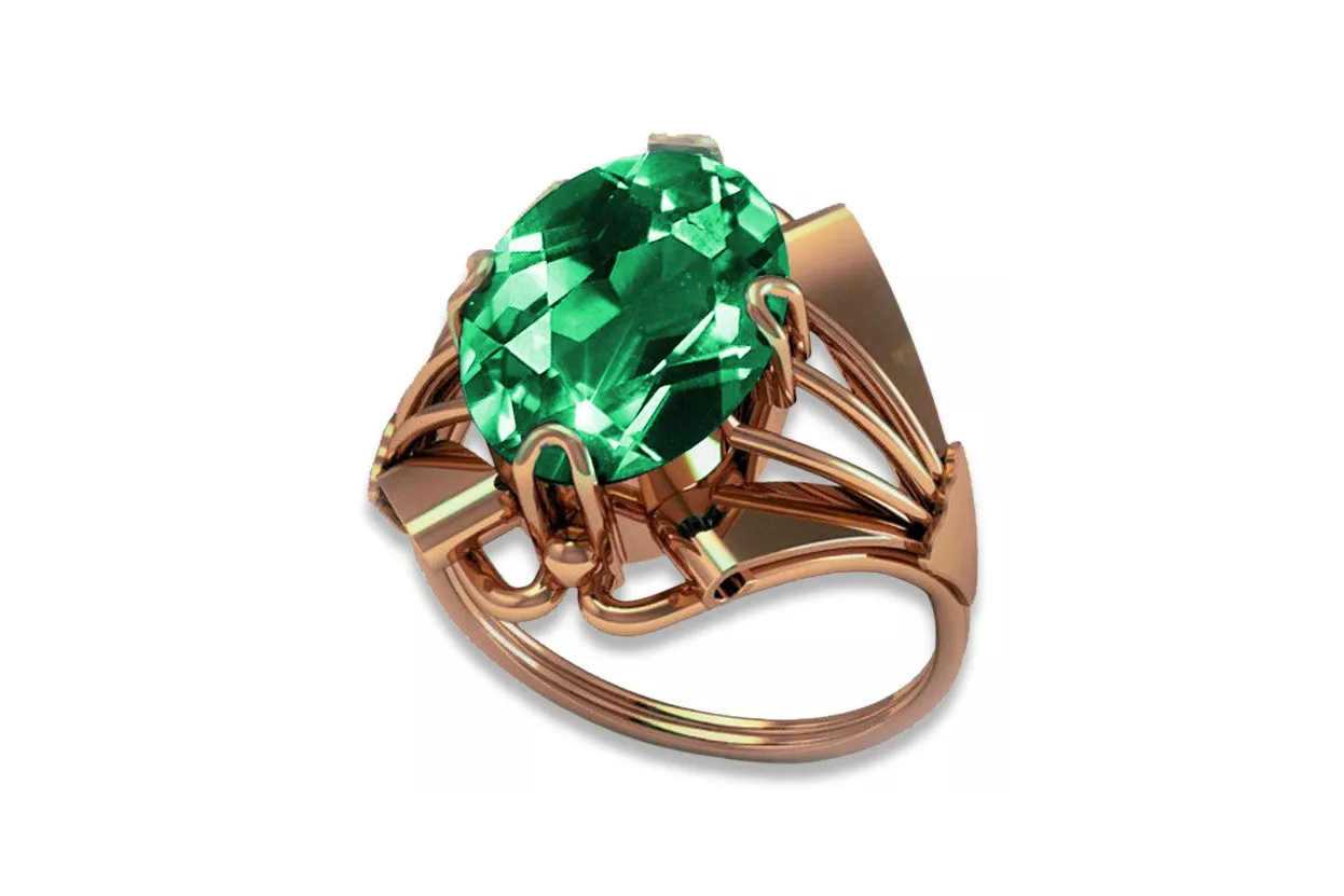 Russische sowjetische Rose 14 Karat 585 Gold Alexandrit Rubin Smaragd Saphir Zirkon Ring vrc014
