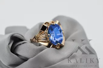 Pierścionek z różowego czerwonego złota 14k 585 z Szafirem vrc015 Vintage