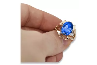 Pierścionek z różowego czerwonego złota 14k 585 z Szafirem vrc015 Vintage