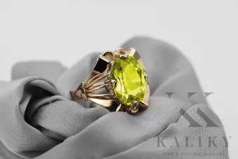 Pierścionek z różowego czerwonego złota 14k 585 z Peridotem vrc015 Vintage
