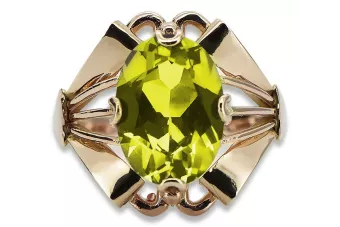Pierścionek z różowego czerwonego złota 14k 585 z Peridotem vrc015 Vintage