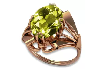 Pierścionek z różowego czerwonego złota 14k 585 z Peridotem vrc015 Vintage