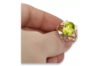 Pierścionek z różowego czerwonego złota 14k 585 z Peridotem vrc015 Vintage