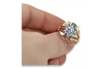 Pierścionek z różowego czerwonego złota 14k 585 z Cyrkonią vrc015 Vintage