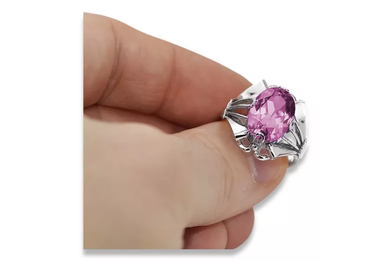 Russischer sowjetischer Rosé 14 Karat 585 Gold Alexandrit Rubin Smaragd Saphir Zirkon Ring vrc014