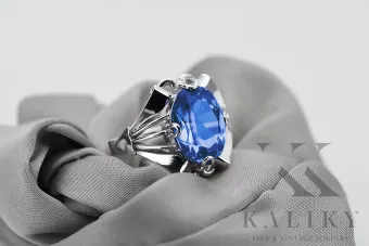 Ασημένιο Δαχτυλίδι Ρωσικό 925 με Ζαφείρι vrc015s Vintage