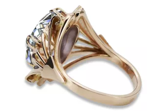 Russische sowjetische Rose 14 Karat 585 Gold Alexandrit Rubin Smaragd Saphir Zirkon Ring vrc084