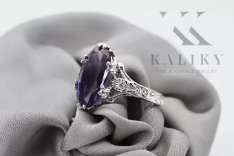 Vintage Silver Ring 925 with Alexandrite, Oval 8mm/15mm