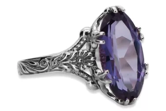 Inel Vintage de Argint 925 cu Alexandrit, Oval 8mm/15mm