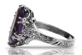 Vintage Silver Ring 925 with Alexandrite, Oval 8mm/15mm