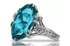 Vintage Silver 925 Aquamarine Ring, Oval 8mm/15mm
