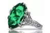 Vintage Silver Emerald Ring 925 Oval Polish