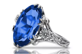 Strieborný Russian 925 Ring so Sapphire VRC084s Vintage