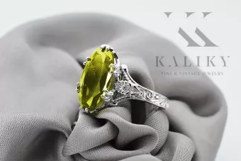 Strieborný Russian 925 Ring s peridotem VRC084s Vintage
