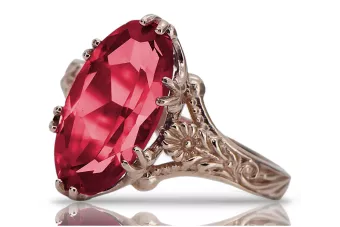 Ring in Rosé-Rotgold Silber 925 vergoldet mit Rubin vrc084rp Vintage