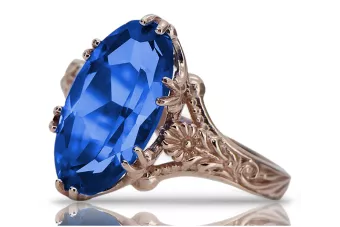 Vintage Saphir Ring 925 Silber & 14k Roségold