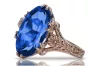 Vintage Sapphire Ring 925 Silver & 14k Rose Gold