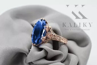Vintage Saphir Ring 925 Silber & 14k Roségold
