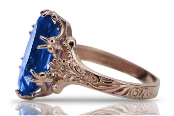 Vintage Saphir Ring 925 Silber & 14k Roségold