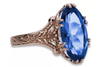Vintage Saphir Ring 925 Silber & 14k Roségold