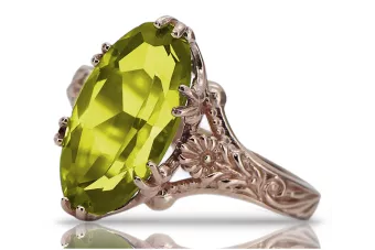 Vintage 925 Silver Rose Gold Plated Peridot Ring vrc084rp Vintage