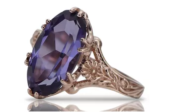 Ruso soviético rosa 14k 585 oro Alexandrite Ruby Esmeralda zafiro anillo Zircon vrc014