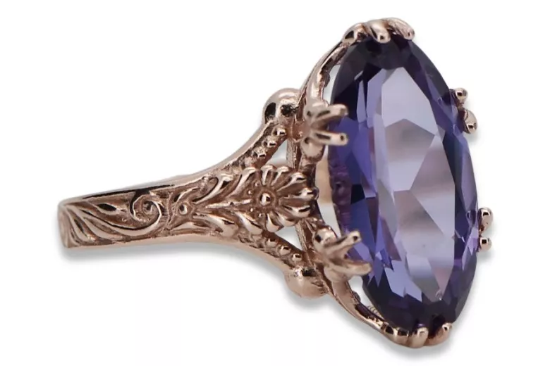 Ruská sovietska ruža 14k 585 zlata Alexandrit Rubín Smaragd Sapphire Zirkónový prsteň vrc014