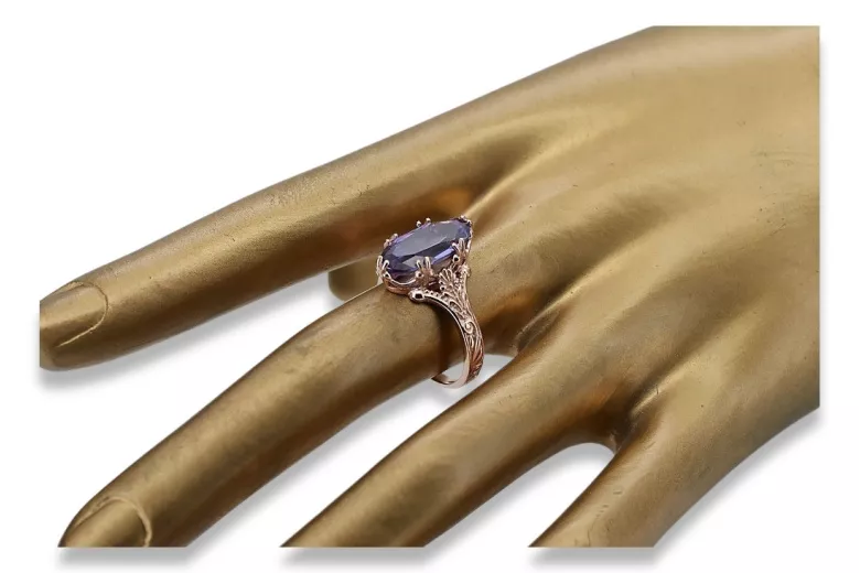 Ruská sovietska ruža 14k 585 zlata Alexandrit Rubín Smaragd Sapphire Zirkónový prsteň vrc014