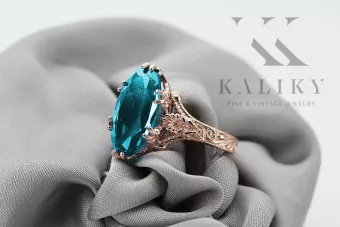 Δαχτυλίδι από ροζ χρυσό 14k 585 με γαλαζοπράσινο γαλαζοπράσινο vrc084 Vintage