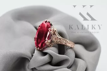 Δαχτυλίδι από ροζ κόκκινο χρυσό 14k 585 με Ρούμπι vrc084 Vintage