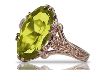 Rožinis raudonas aukso žiedas 14k 585 su Peridotu vrc084 Vintage