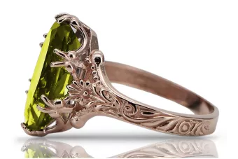 Rožinis raudonas aukso žiedas 14k 585 su Peridotu vrc084 Vintage