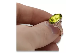 Rožinis raudonas aukso žiedas 14k 585 su Peridotu vrc084 Vintage