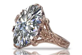 14k Rose Gold Vintage Oval Cubic Zirconia Ring