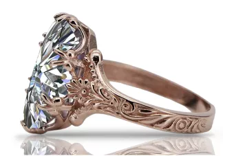 14k Rožinio Aukso Vintage Žiedas su Cirkoniu