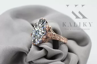 14k Rose Gold Vintage Oval Cubic Zirconia Ring